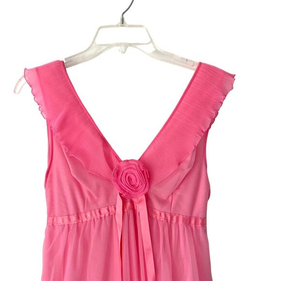 Evette Vintage 1960s Rosette Pink Bubblegum Barbie Nightgown size medium USA - Picture 2 of 8